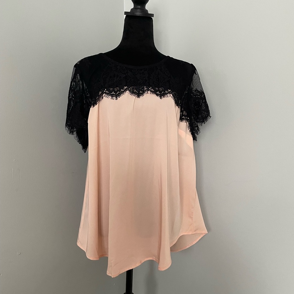 Torrid Pink Asymmetrical Embellished Short Sleeve Blouse